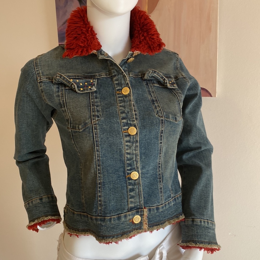 VERSACE jeans jacket Womens size,2/4, Kids 10 EU 140 streach - Picture 1 of 10